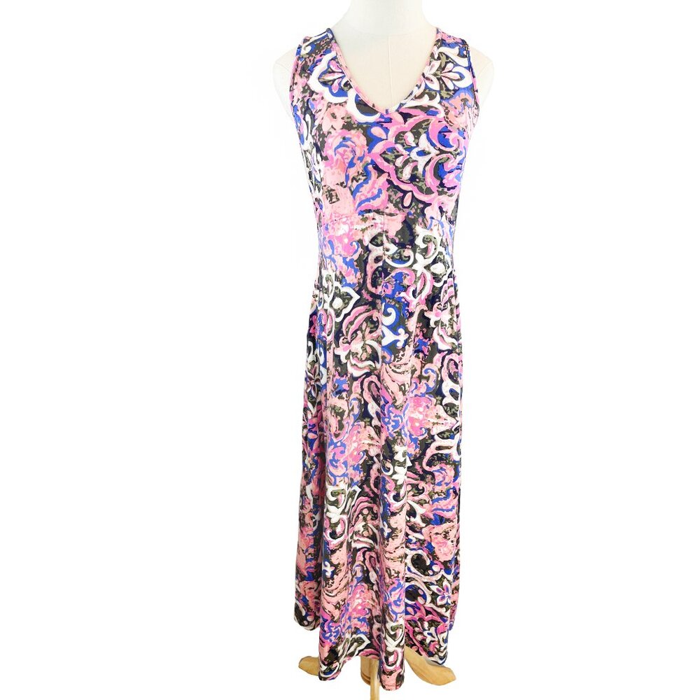 Talbots Maxi Jersey Tank Dress in Tile Print